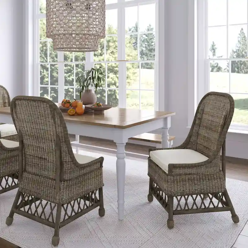 Natural Rattan Cushioned Dining Accent Chair by East at Main