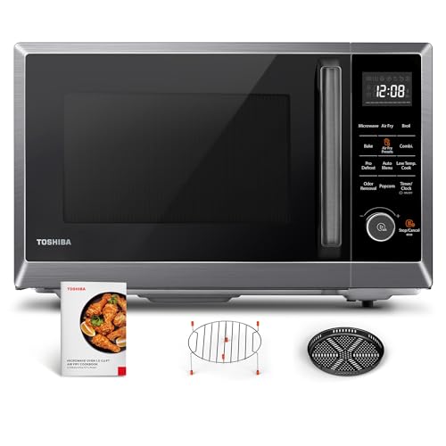 TOSHIBA Air Fryer Combo 8 in 1 Countertop Microwave Oven, with Convection, Broil, Odor Removal Mode, 12.4