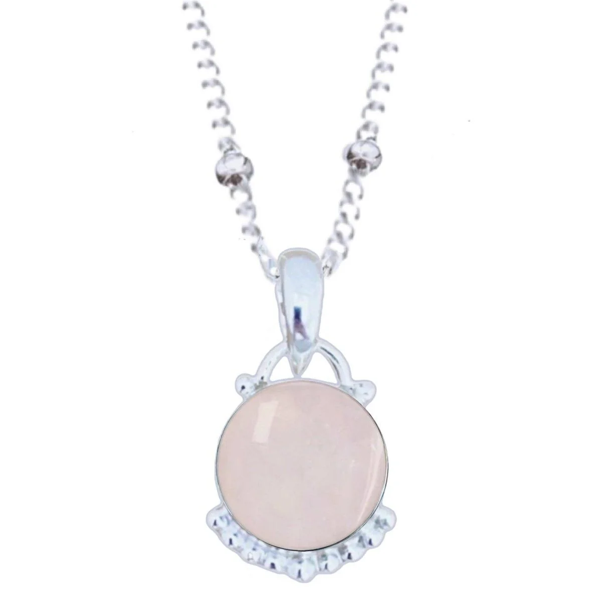 Laihas Peaceful Solitude Round Rose Quartz Necklace