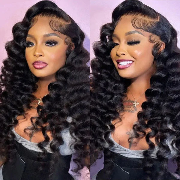350% Bouncy Wand Curls Glueless Wig Pre Cut 8X5 13X6 Full HD Lace Wigs Pre-Bleached Pre Plucked Fluffy Human Hair Wigs