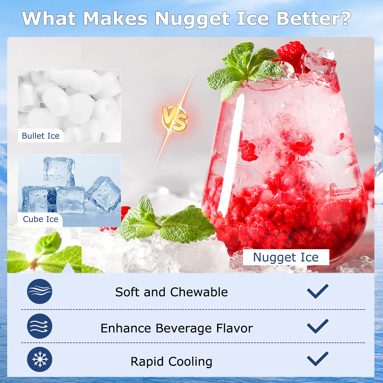 80 lbs/Day Under Counter Nugget Ice Maker, 15