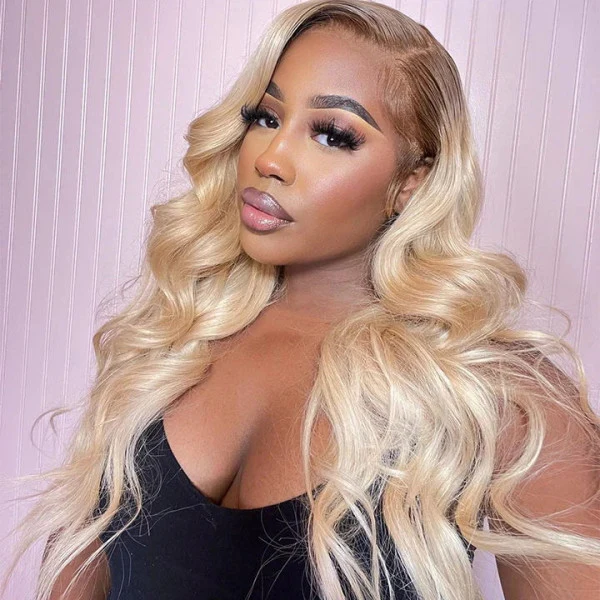 Clearance Body Wave 5x5 Lace Closure Pre Plucked Ombre T4/613 Blonde Colored Human Hair Wigs