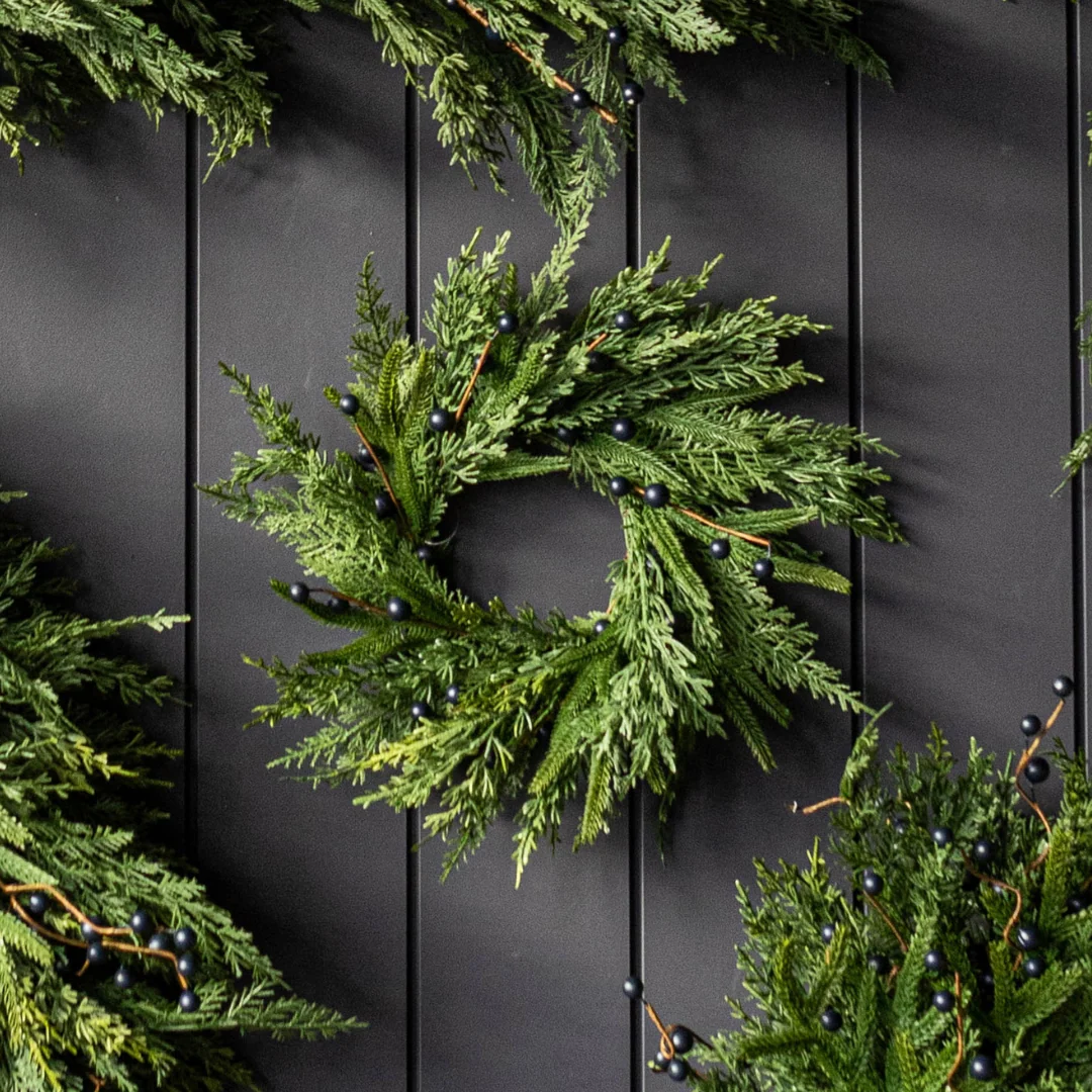 Navy Plum Berry Norfolk Cypress Real Touch Wreath - 14