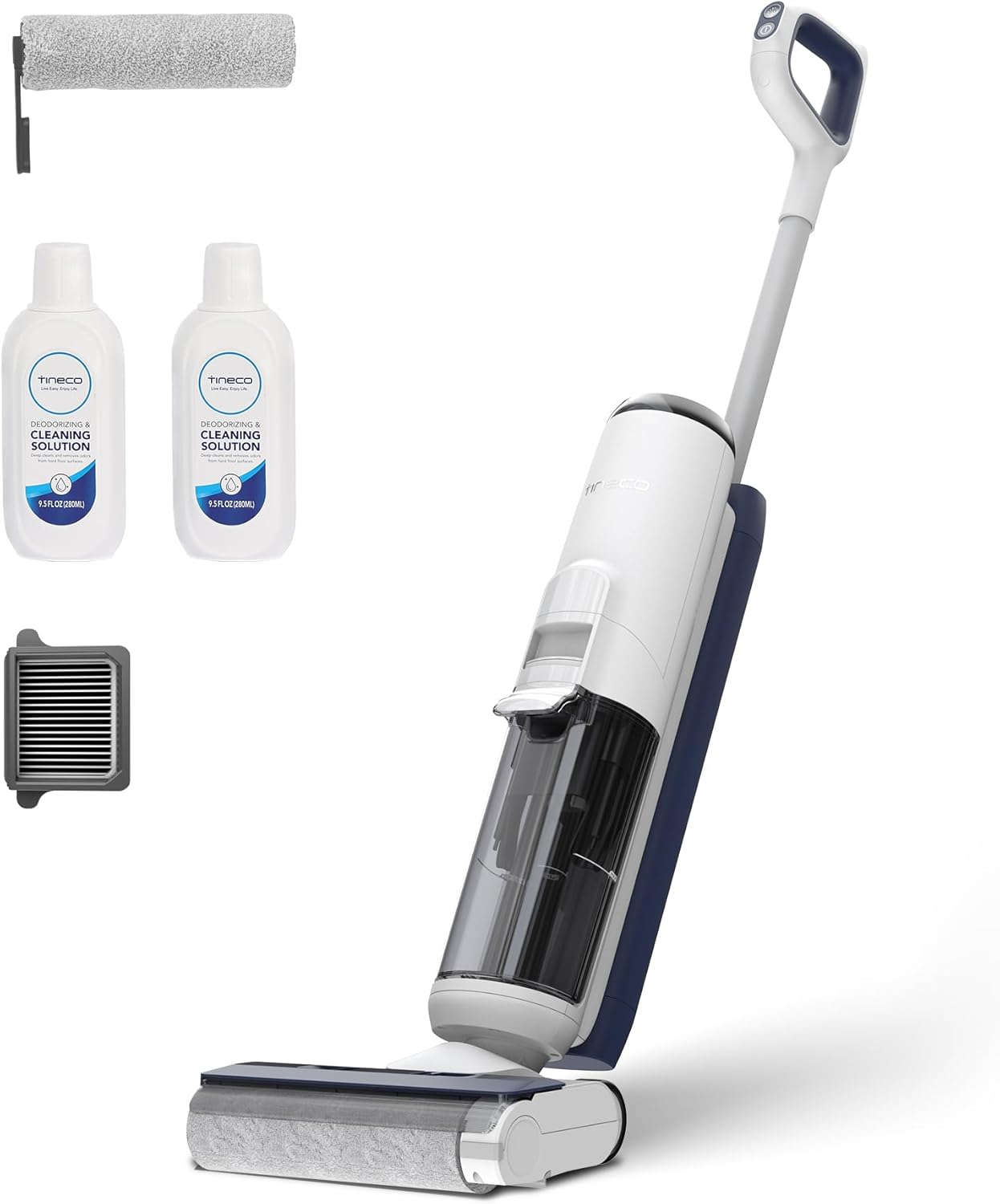 Tineco iFLOOR 5 Breeze Complete Aspirapolvere Lavapavimenti Senza Fili, Pulizia in Un Solo Passaggio per Pavimenti Duri, Bordi, Auto Pulizia, Scopa Elettrica Design Leggero e Senza Fili
