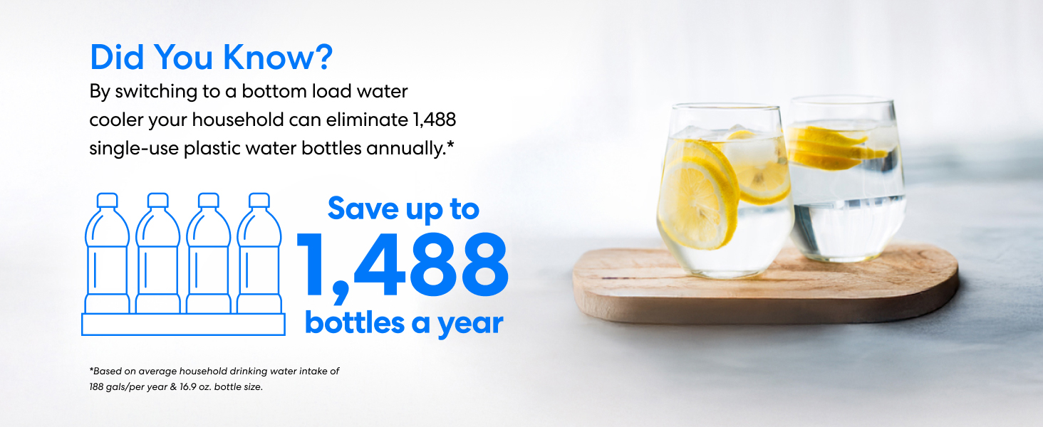 Help eliminate plastic waste by switching to a bottom load water cooler.