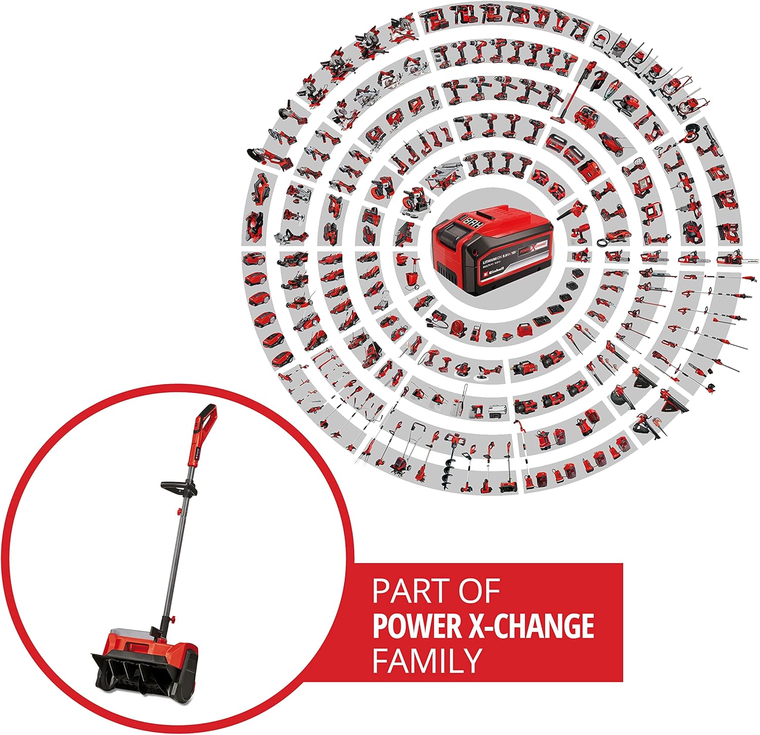 Einhell Akku-Schneefräse GE-ST 36/40 Li E Power X-Change (Li-Ion, 36 V, Arbeitsbreite 40 cm, max. Schneehöhe 20 cm, inkl. Akku und Ladegerät)