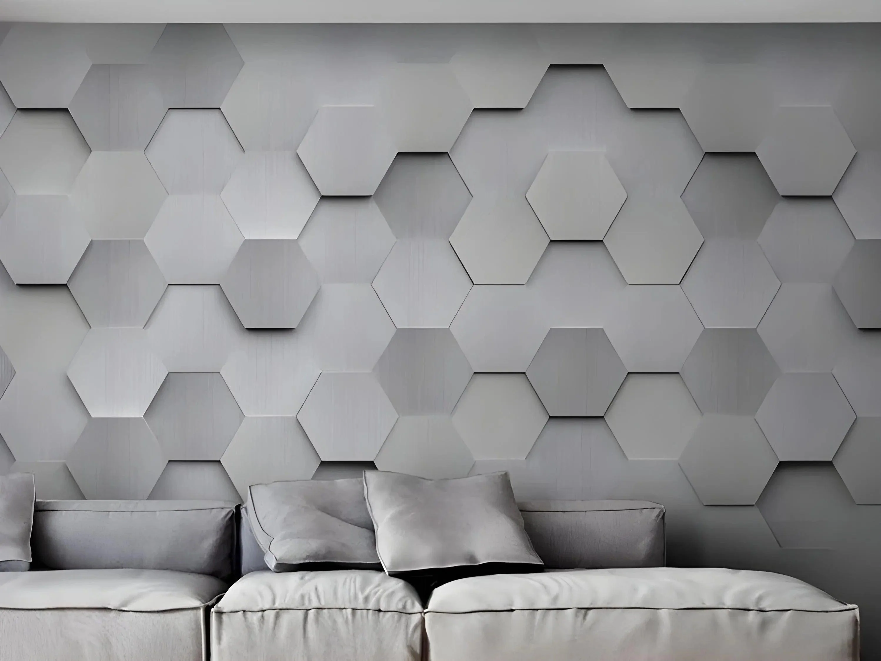 GYPSUM 3D WALL PANEL | HEXAGON + LED 0045