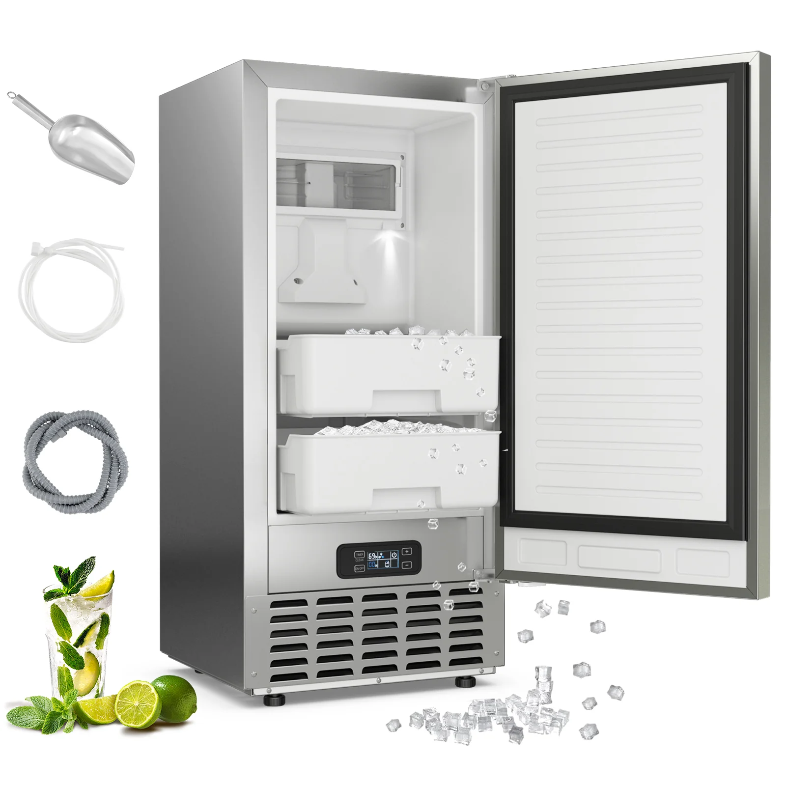80 lbs/Day Under Counter Nugget Ice Maker, 15