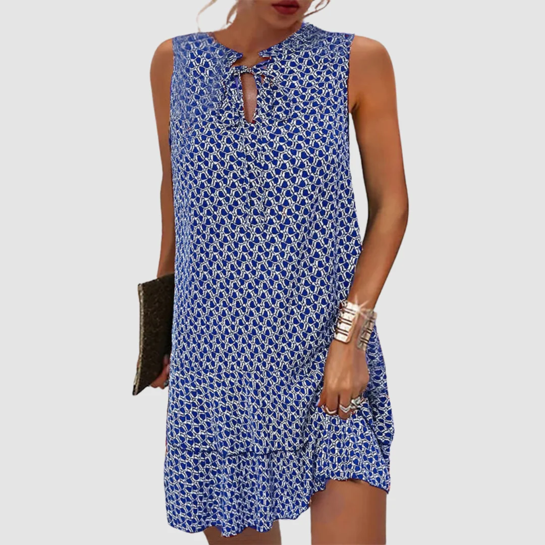 Women��s Sleeveless Dress Elegant V-Neck Breathable Fabric