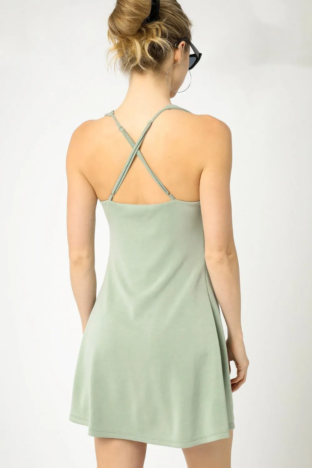 Umgee Crisscross Square Neck Active Dress