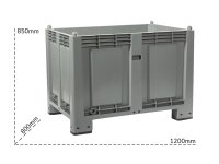 Cassa pallet Carvel 1200x800x850mm in polipropilene con 4 piedi, 600lt