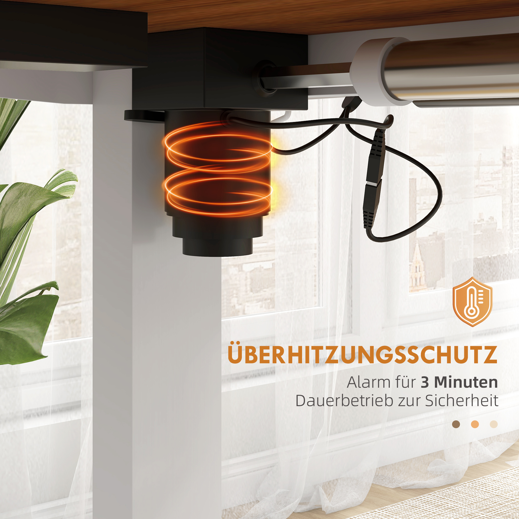 Vinsetto Zit-sta Bureau, in hoogte verstelbaar, 120x60x72-116cm, Natuur/Wit