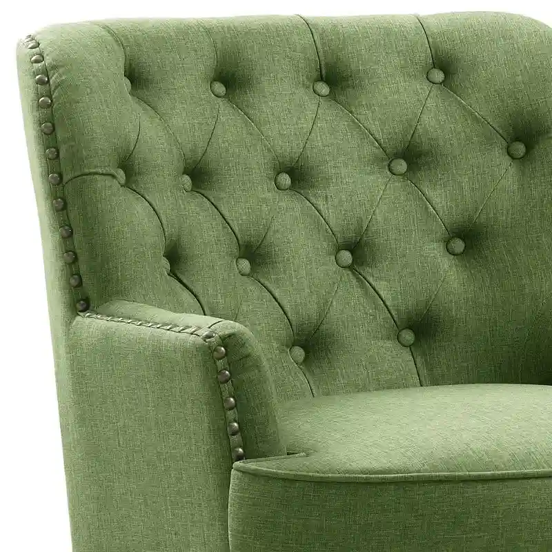 Moser Bay Mignon Velvet / Linen 30  Wide Tufted Wingback Accent Chair