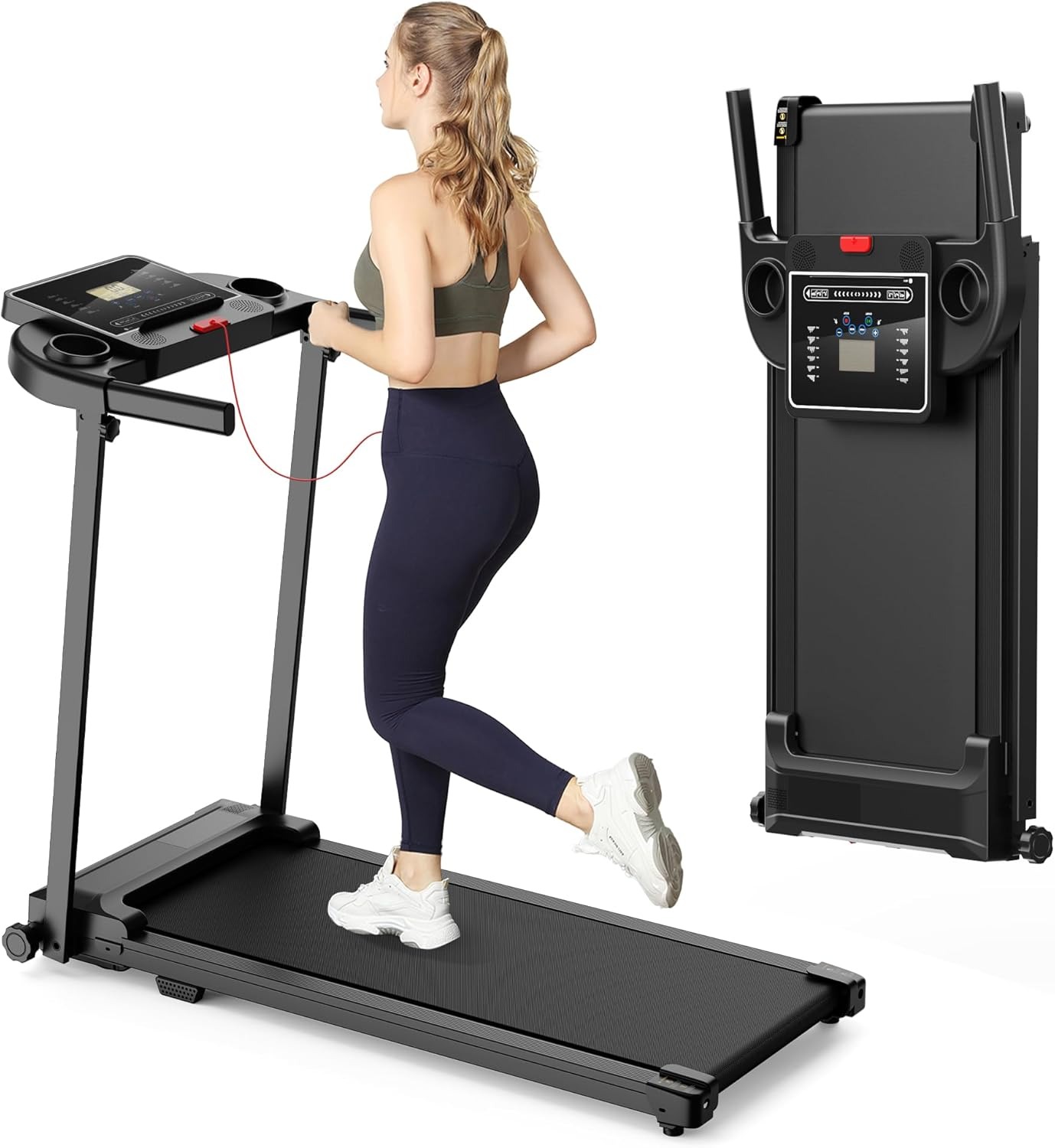 Tapis Roulant Elettrico Salvaspazio Pieghevole - Magnetico Tapirulan da Casa Walking Pad Treadmill for Home Use Manubrio Camminare Tappeto Portatile Scrivania Professionale Tappeto 10 km/h