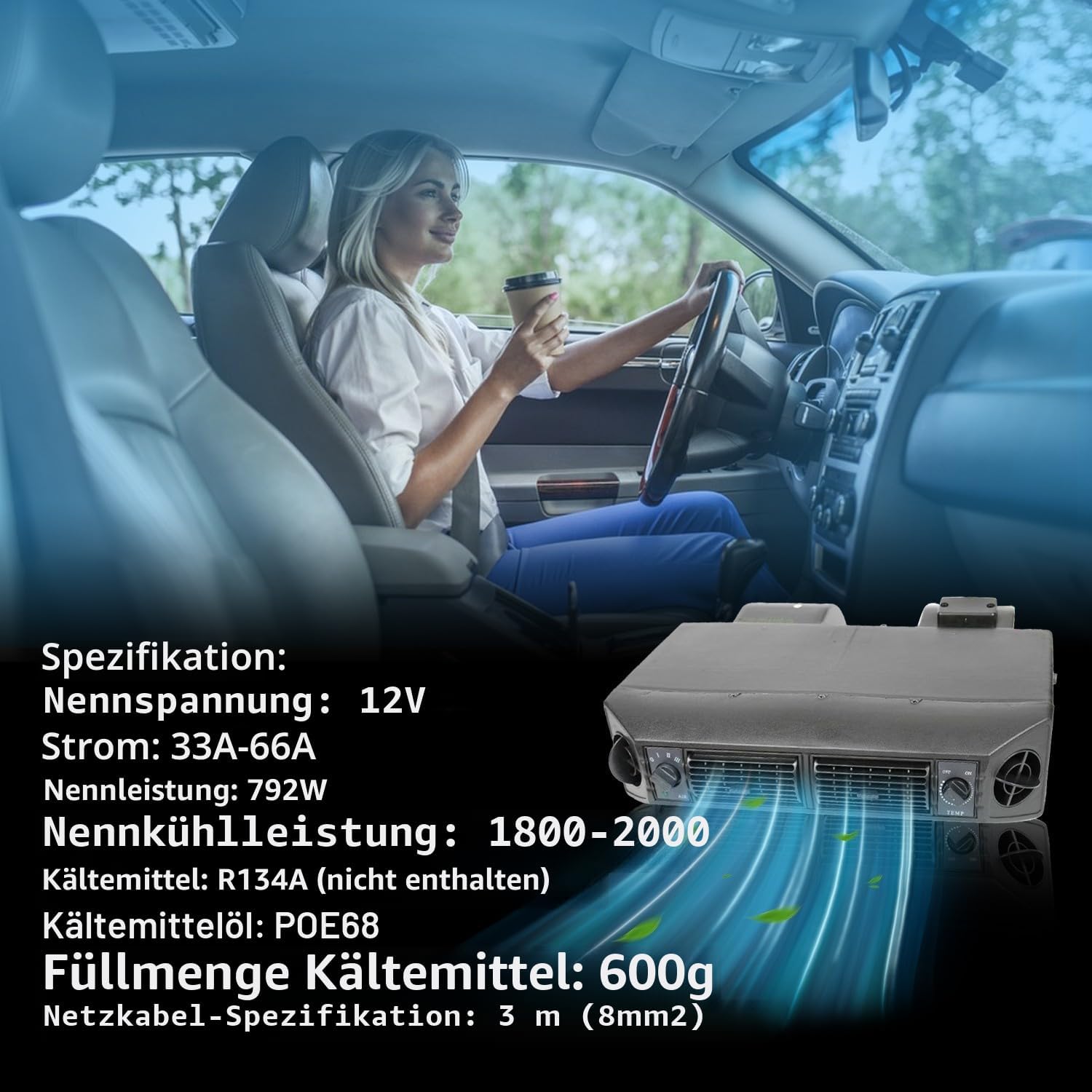 Gouku Universal Klimaanlage 12V Neue Energie 100% Elektrisch Wohnmobil Van Auto Klimaanlage unter Armaturenbrett 10000 BTU für LKW SUV RV