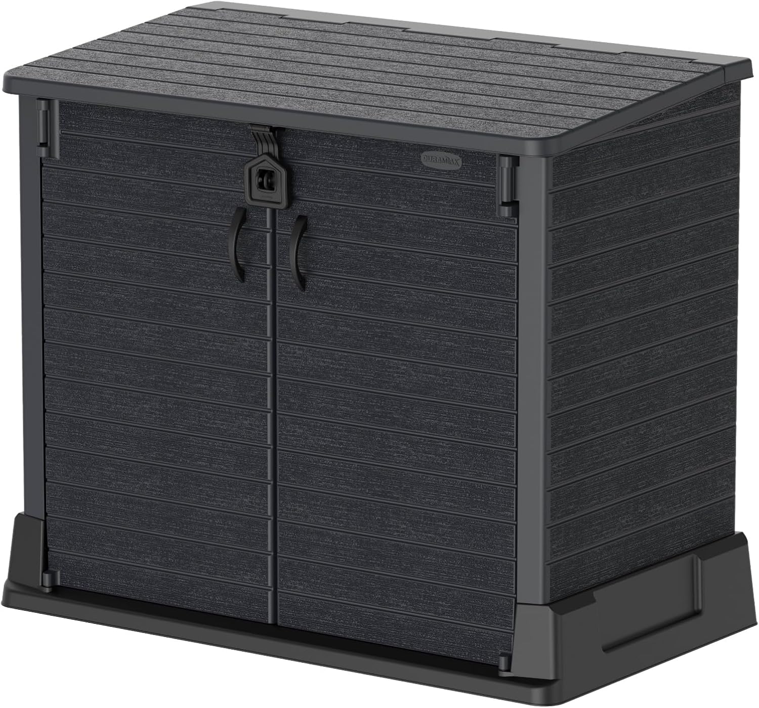 Duramax Cedargrain StoreAway 850L Kunststoff-Gartenhaus - Outdoor-Gartenhaus, Mülltonnenbox, Solide Konstruktion, ideal für Werkzeuge, BBQs und Mülltonnen 2x 120L, 130 x 74 x 110 cm, Dunkelgrau