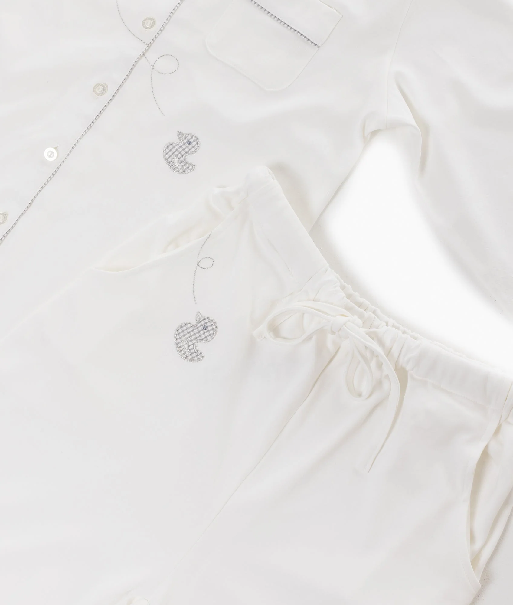 Maternity & Nursing Pyjama Set | White & Grey