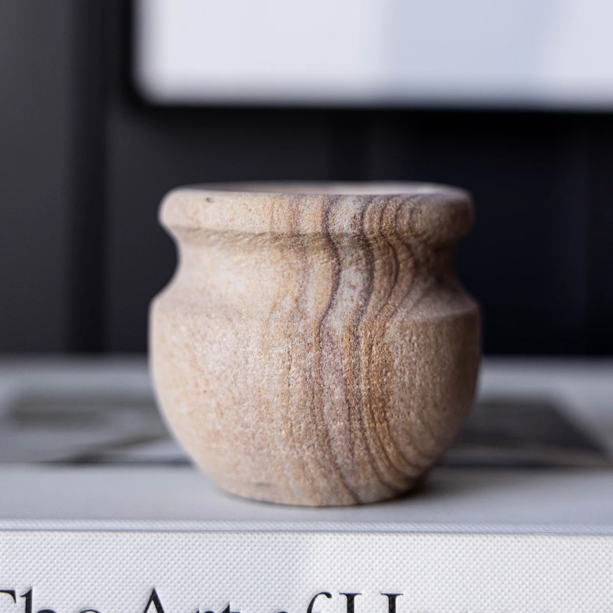 Hand Carved Sandstone Pot