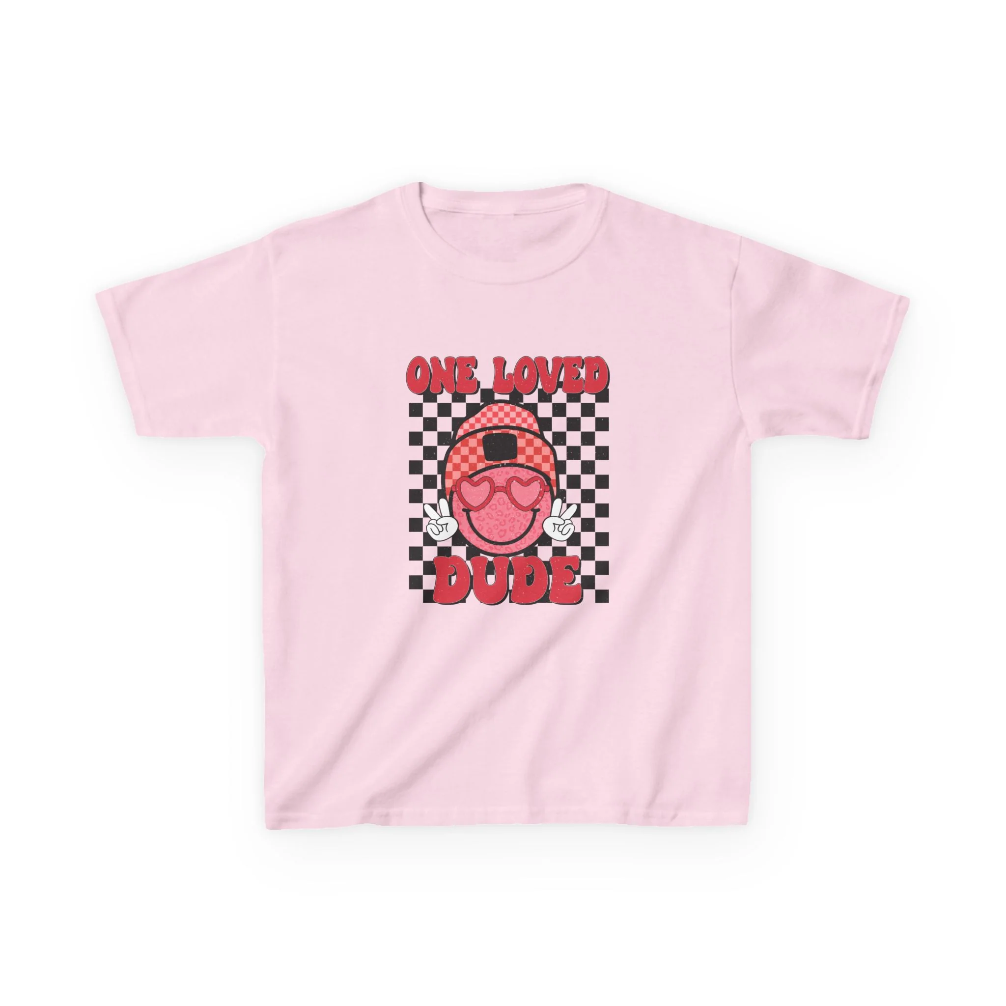 One Loved Dude Kids Tee | Retro Smiley Checkerboard