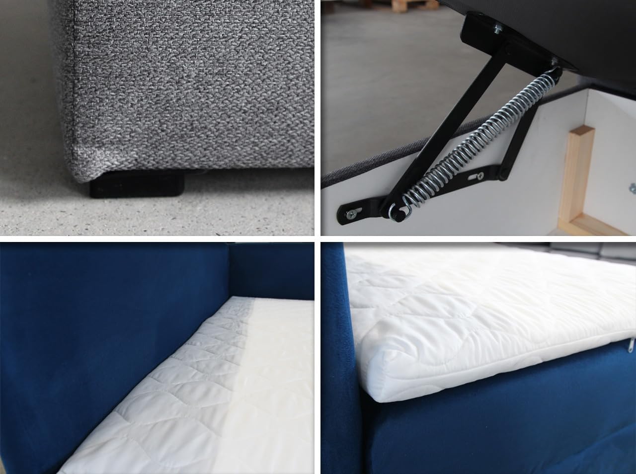 Sofnet Boxspringbett Flame mit Bettkasten - Einzelbett mit Bonell-Matratze und Topper, Polsterbett, Universelle Bettseite, Bett, Schlafzimmer, Kinderzimmer (Grau (Paros 05), 100 x 200 cm)