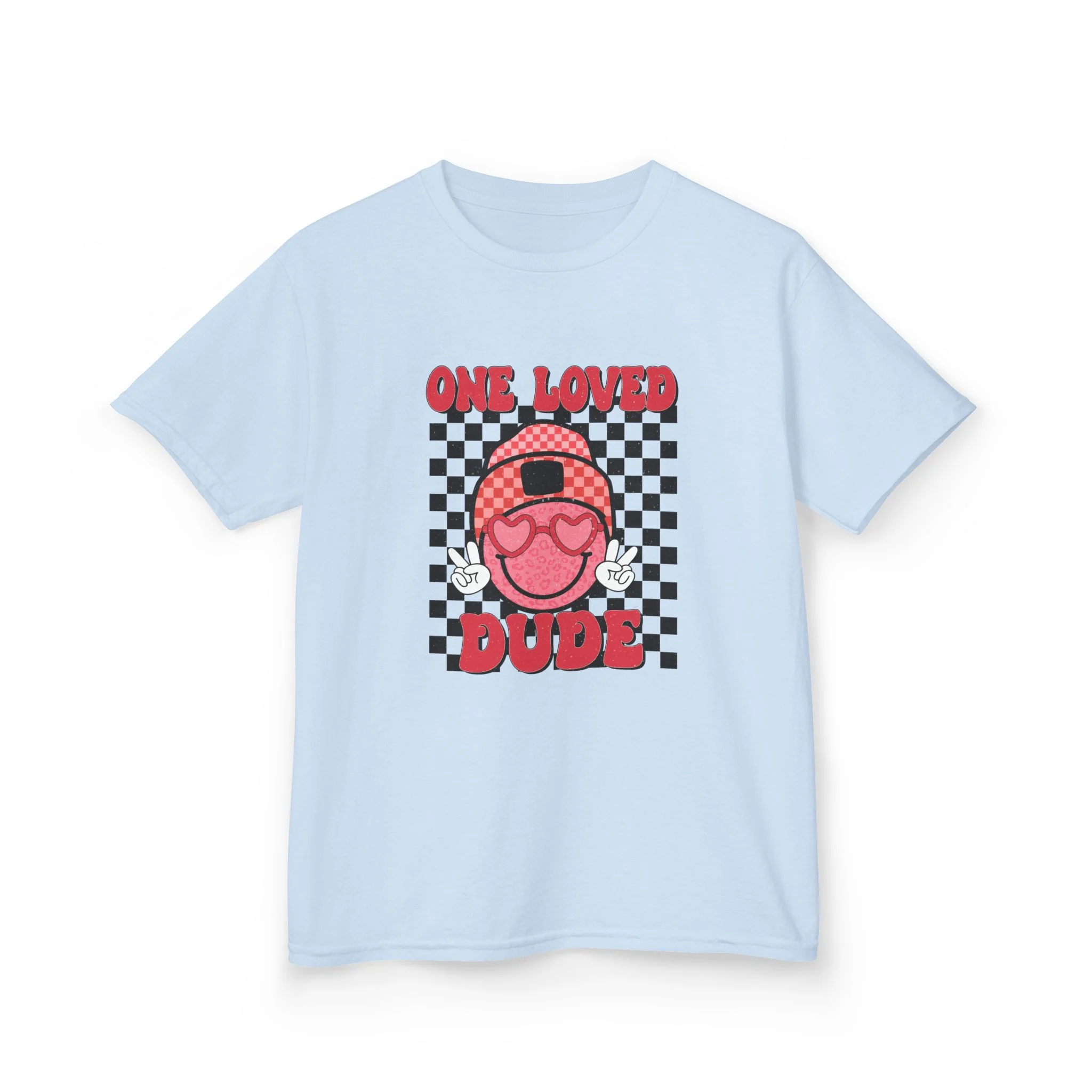 One Loved Dude Kids Tee | Retro Smiley Checkerboard