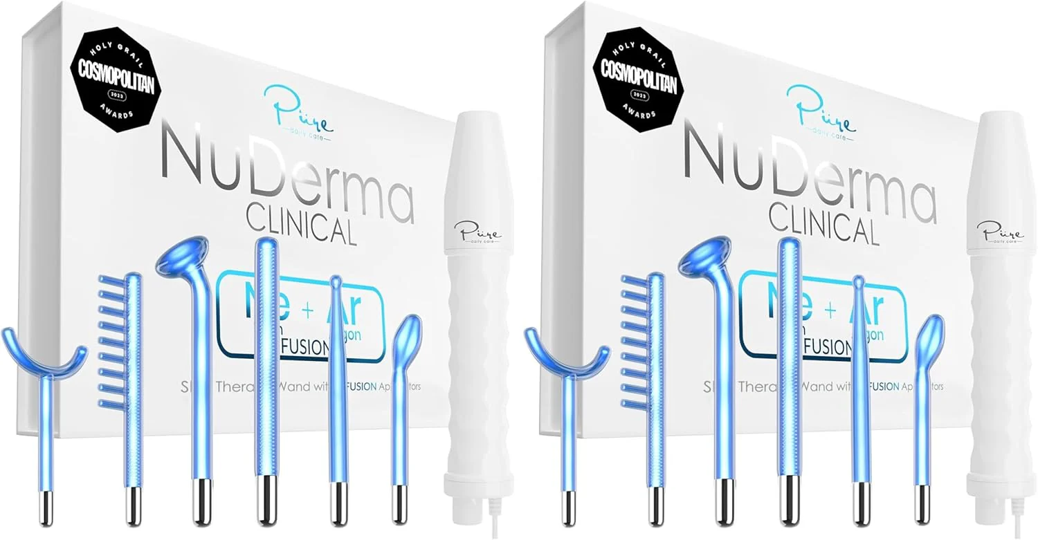 Pure Daily Care NuDerma Clinical Portable Skin Therapy Wand, Machine with 6 Fusion Neon