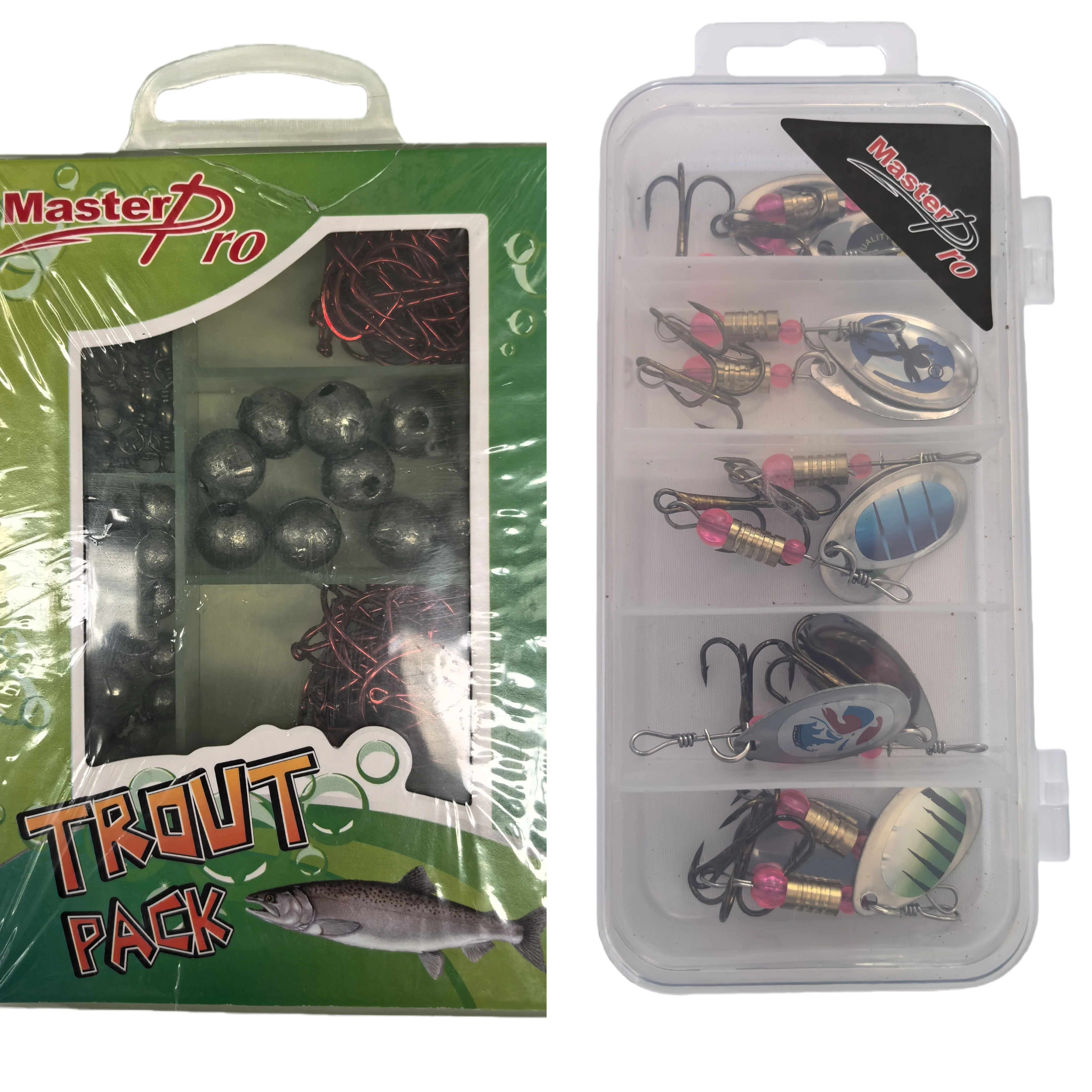 MASTERPRO Fishing Trout Pack �?Complete Trout Bait & Spinner Kit Hooks Tackle