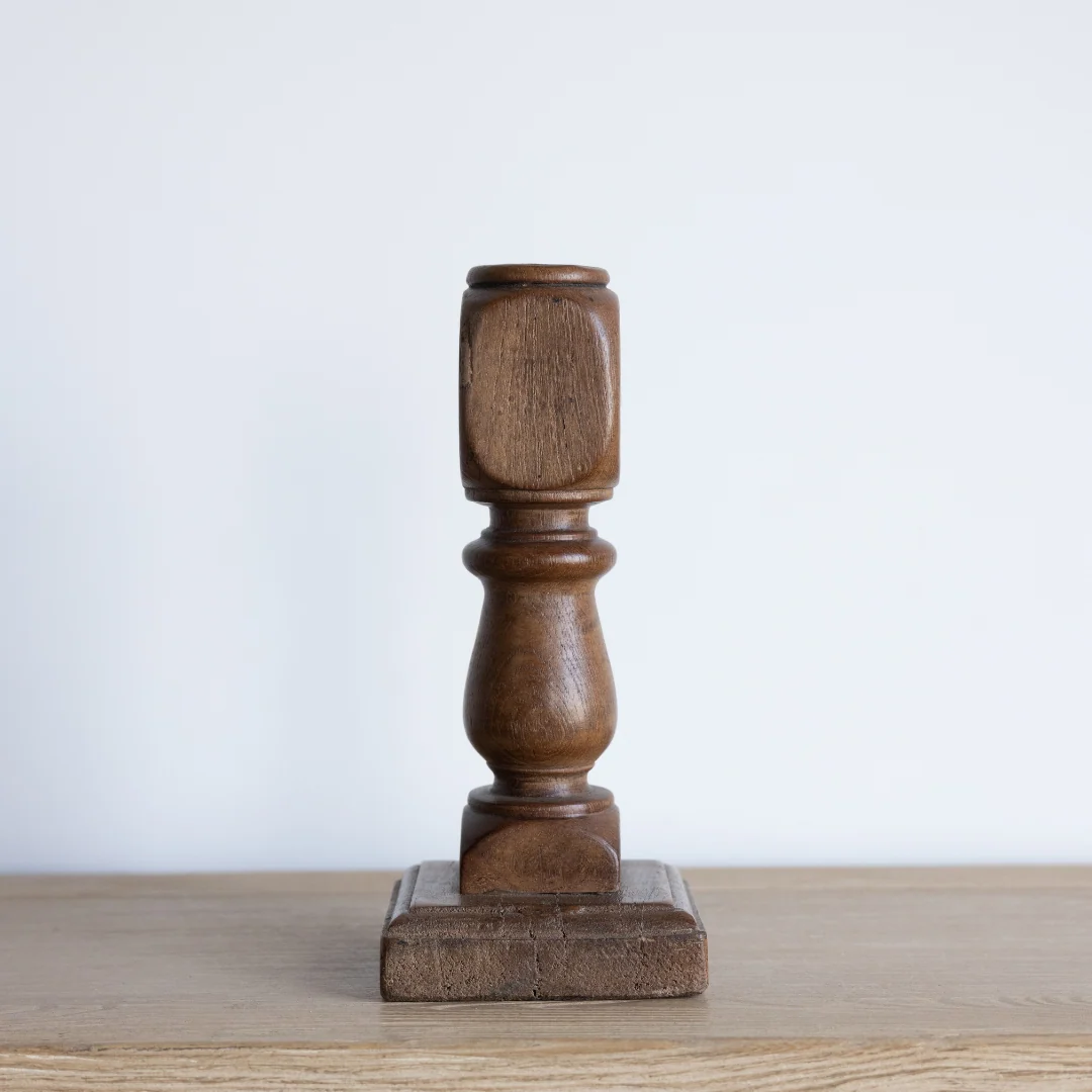 Vintage Wooden Candlestick Pillar