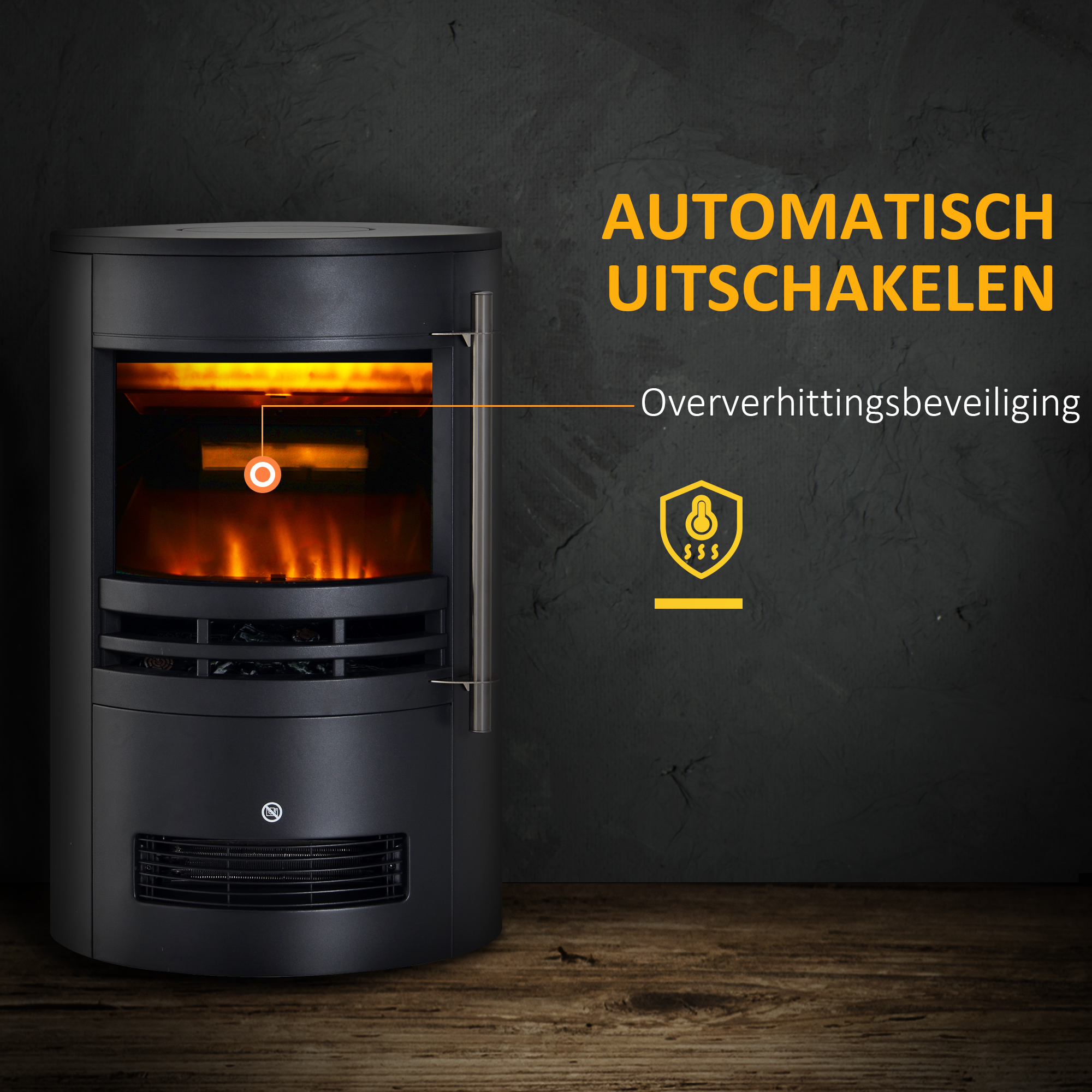 HOMCOM LED Elektrische kachel met vlameffect wandkachel vrijstaande haard haardkachel 900 / 1800 W