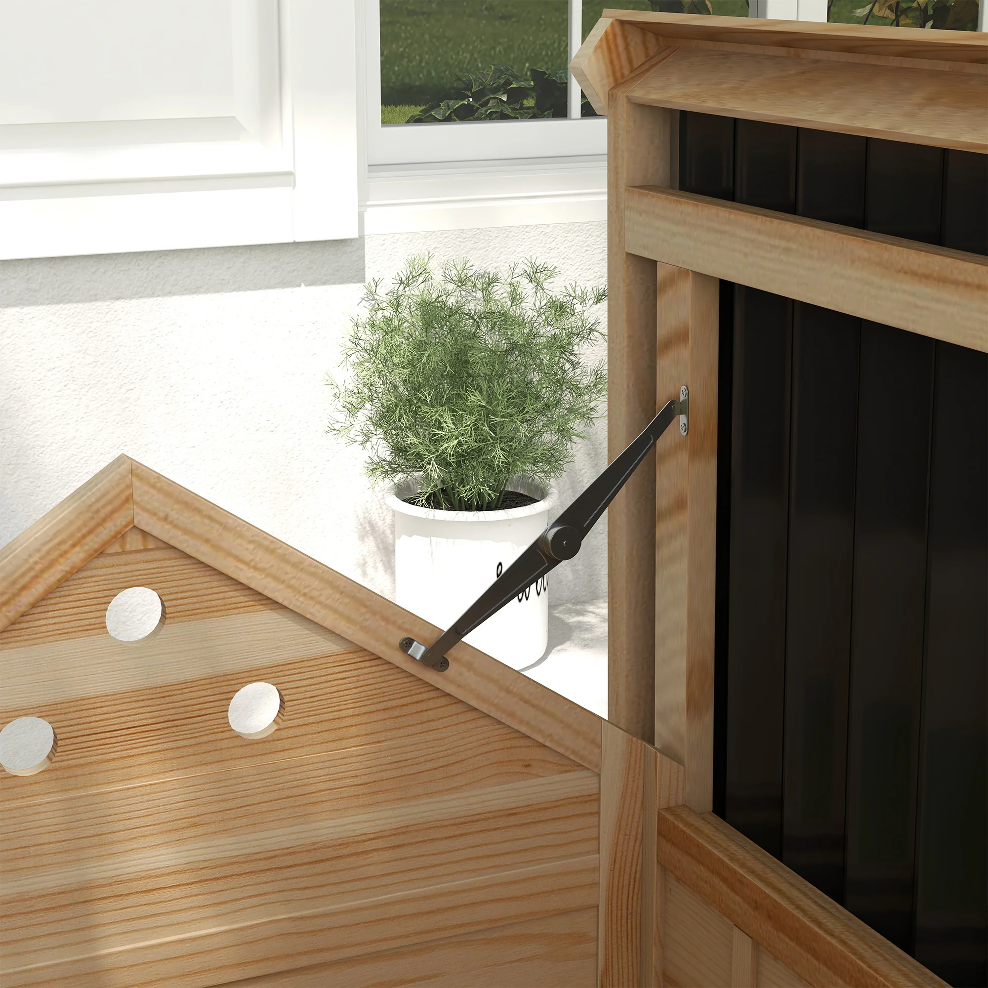 PawHut Entenhaus Eendenhok Kleindierenhok, weerbestendig, 2 ingangen, 2 hellingen, 78 x 90 x 92 cm, 'Natuur + Zwart'