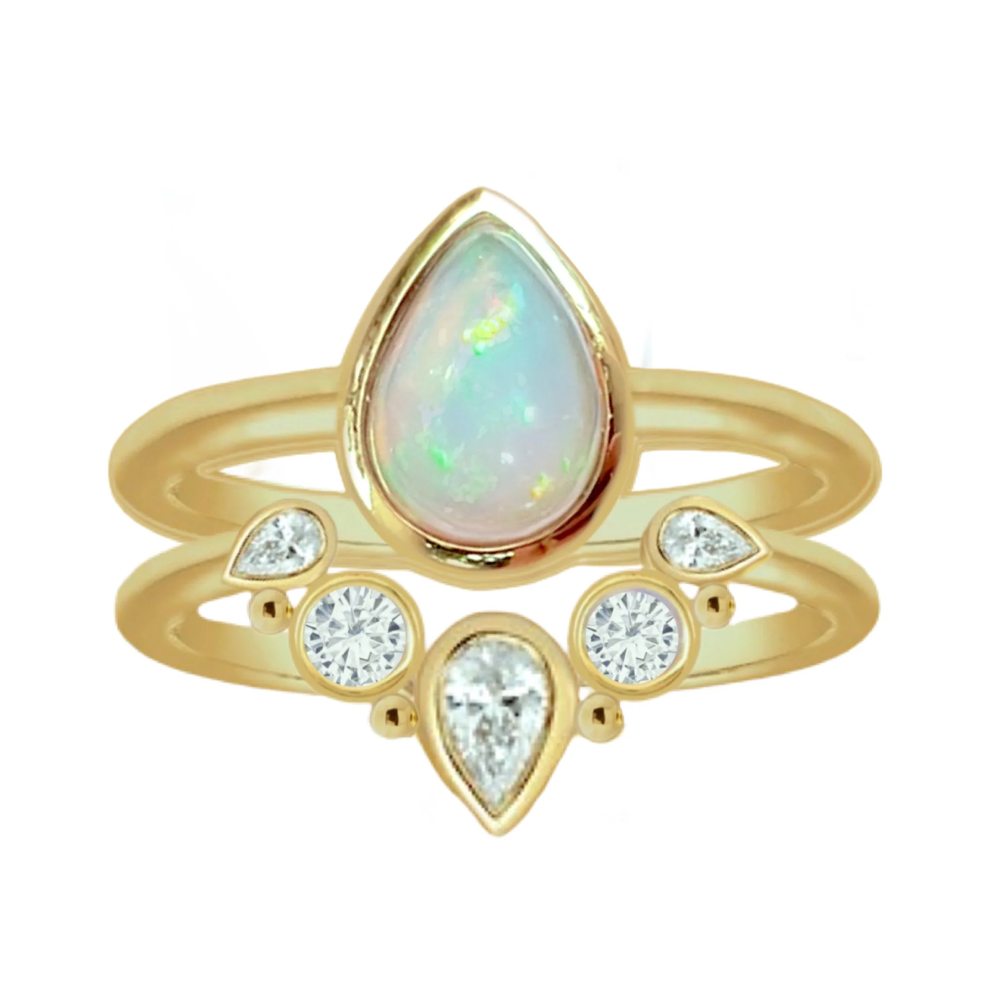 Laihas Queen Of Cups Gold Topaz and Opal Ring Set