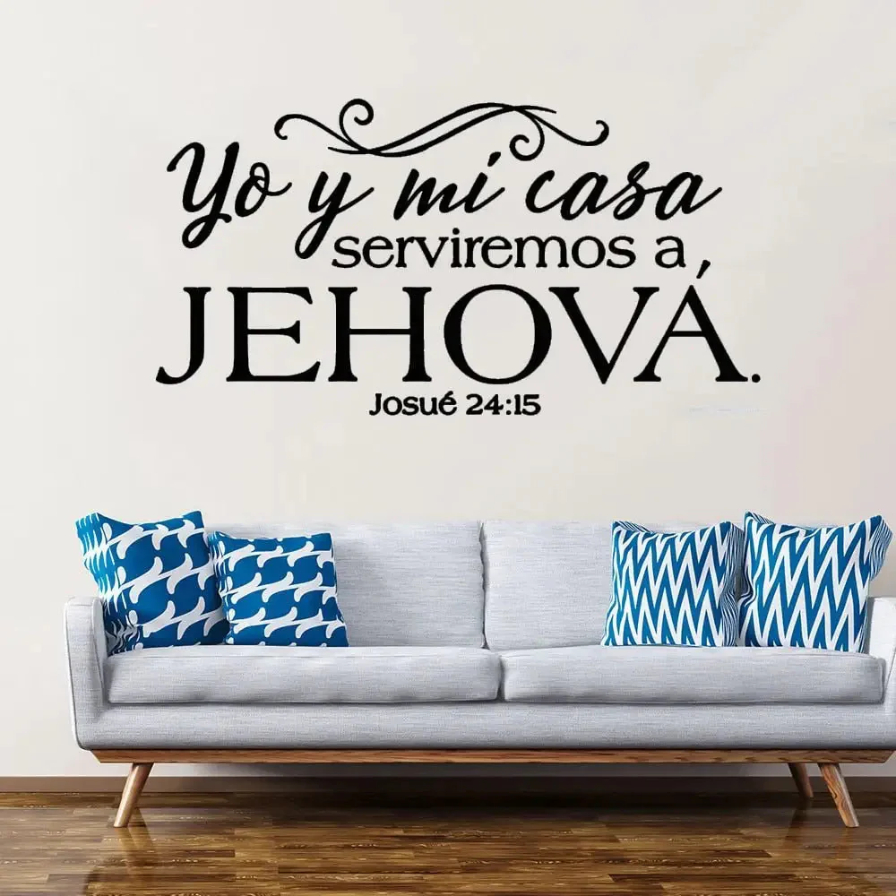 Josue 24:15 Spanish Bible Verse Family Wall Sticker | Christian Scripture Art | Decor for Bedroom Bathroom Kitchen Living Room
