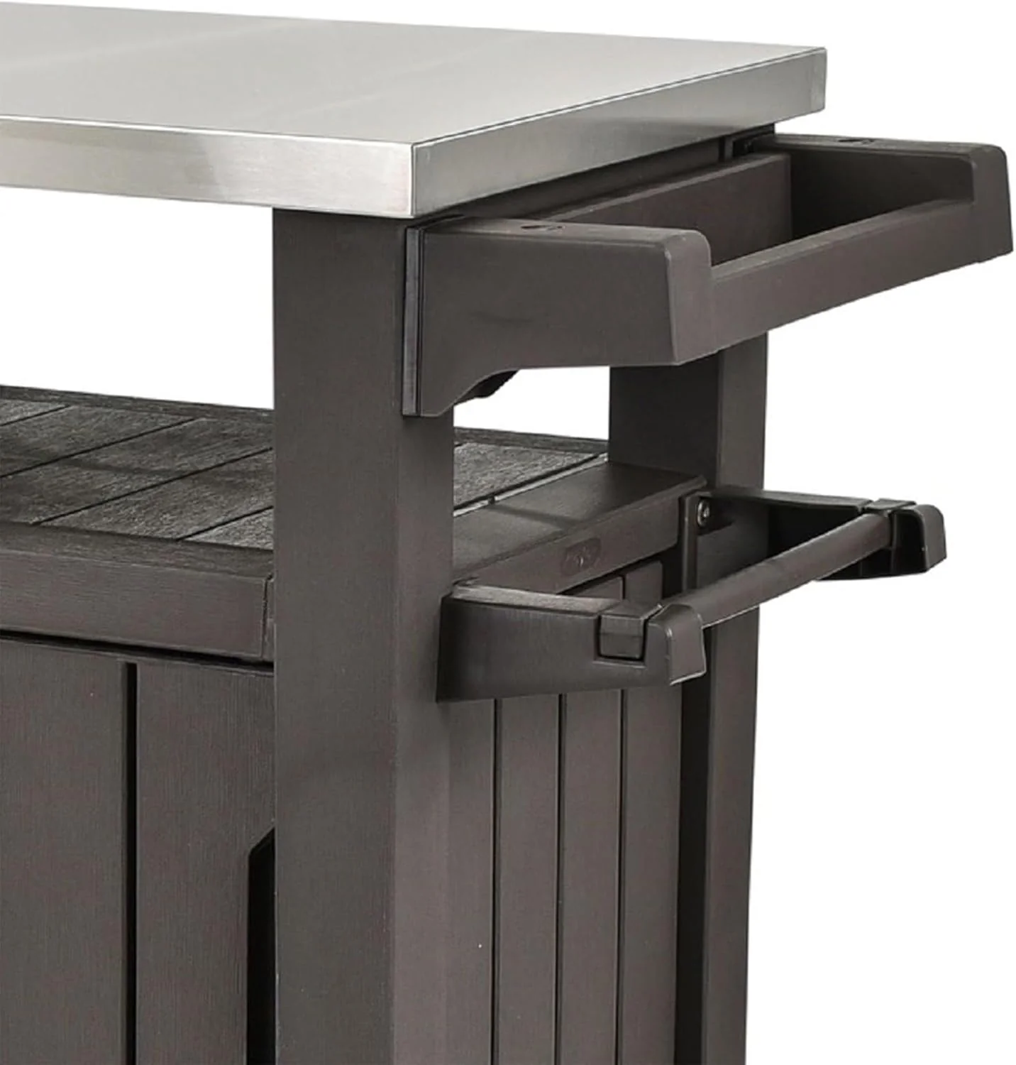 Keter Outdoor Rolling Table Cart for Food Prep, Storage, Bar & Grill, Dark Brown