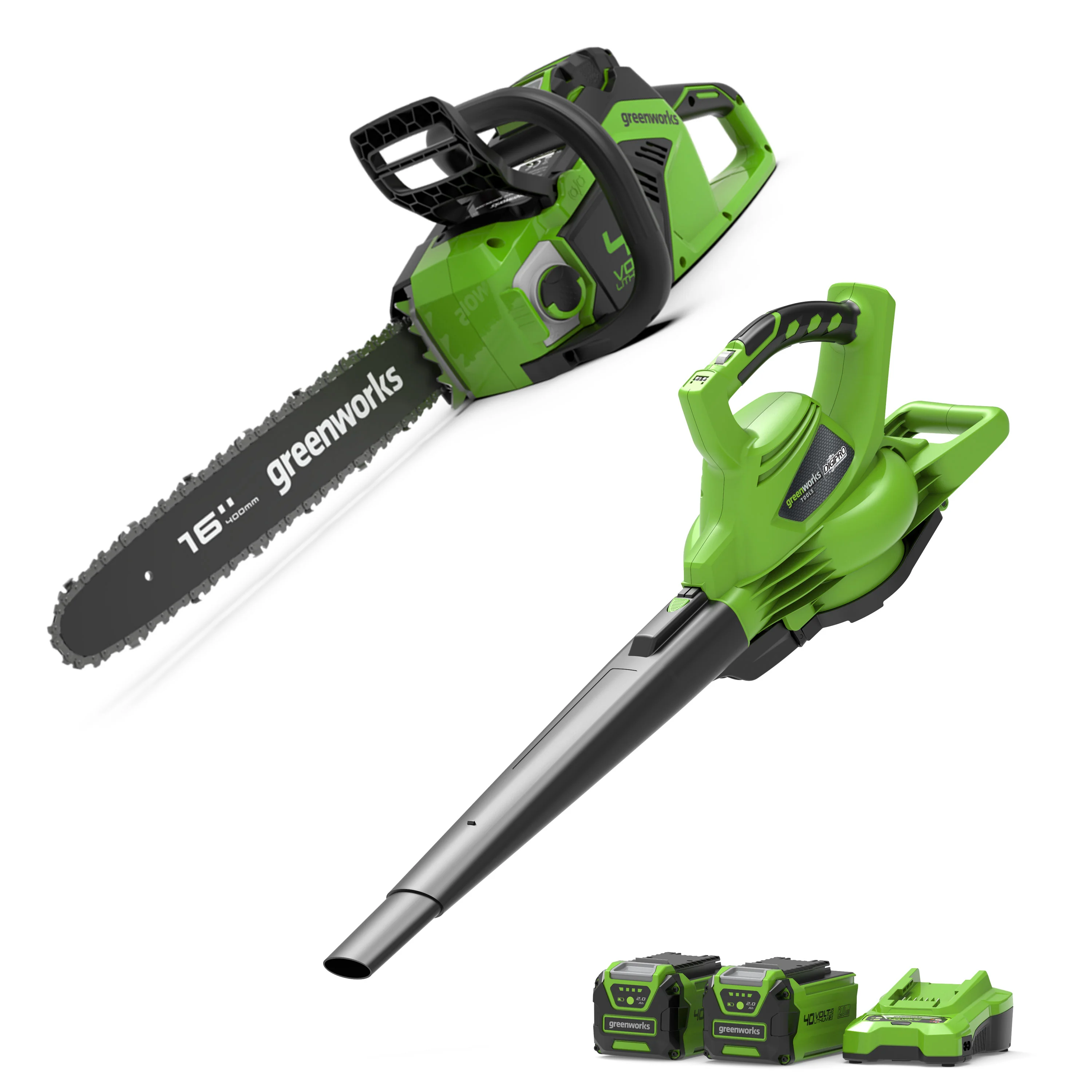 Set Combo 40V Motosega 40cm + Soffiatore/Aspiratore foglie 186 km/h