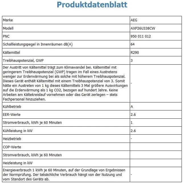 AEG Chillflex Pro AXP26U338CW mobile Klimaanlage / LED Display / Touch-Buttons / Fernbedienung / 30-40 m² / Kühlfunktion / Ventilator / Entfeuchtungsfunktion / Automatik / weiß/silber/schwarz