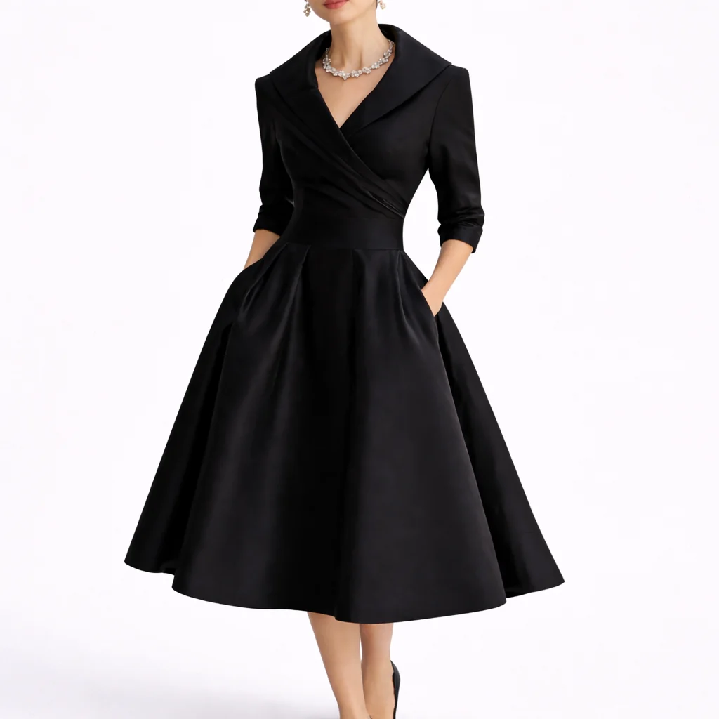 Womena??s Midi Dress Elegant A-Line Silhouette