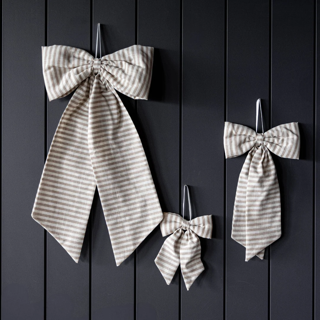 Striped Beige Sand Fabric Bows
