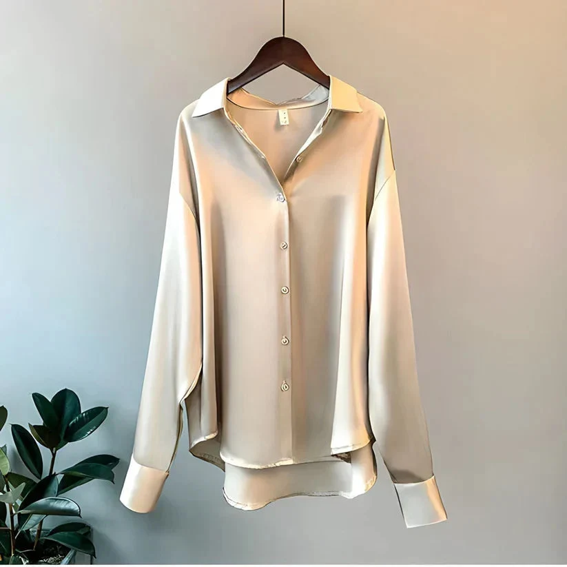 Women��s Long Sleeve Silk Blouse Elegant Design in White