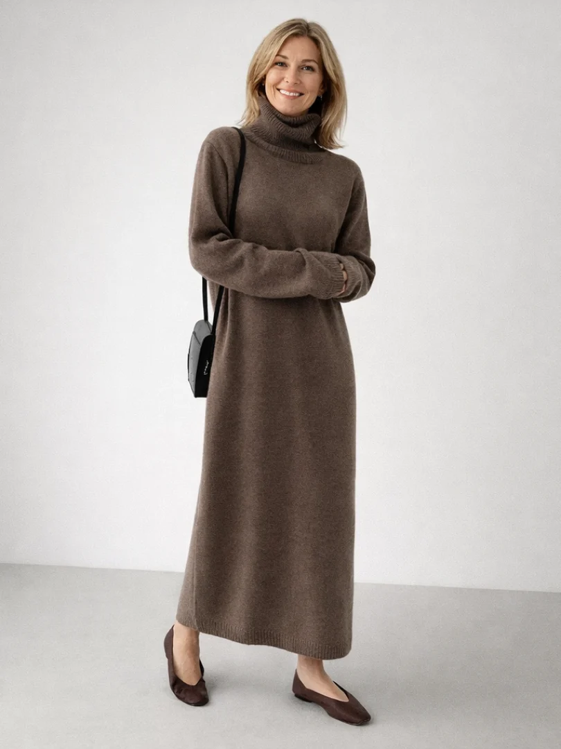 Women��s Relaxed Turtleneck Maxi Dress Comfortable Knit Style