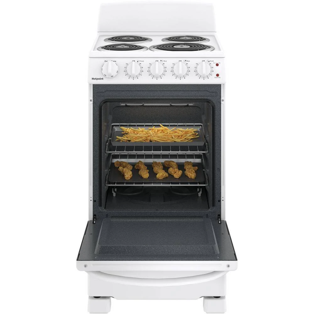 20-inch electric oven with 4 cooking zones, freestanding, in white