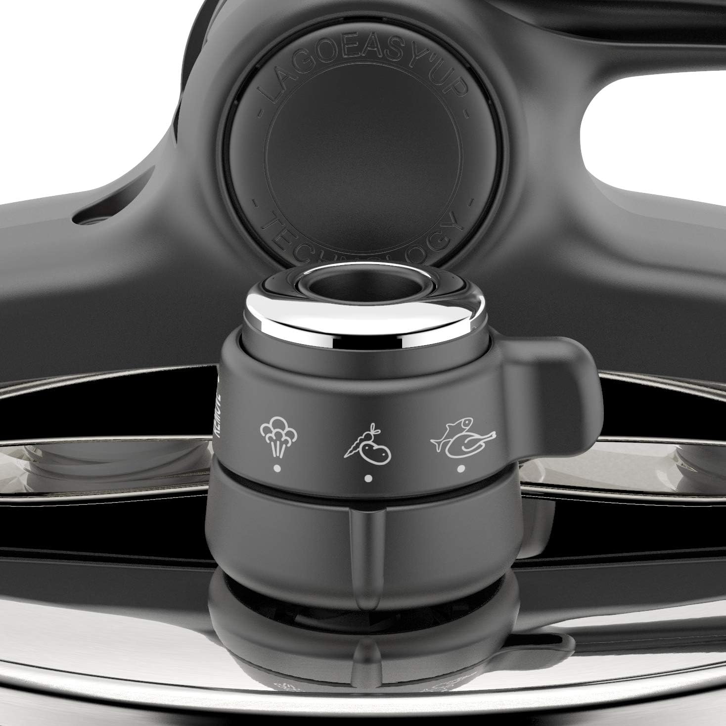 Lagostina Briosa LagoeasyUp Pentola a Pressione in Acciaio Inox 18/10 con Apertura Facile, Fondo Lagofusion e Valvola a Due Pressioni, Pentola a Pressione per Induzione e Gas, Capacità 5L