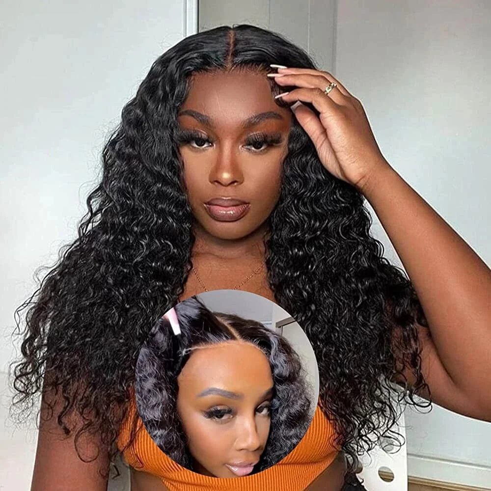 Wear & Go Upgrade 8X5 HD Lace Wig 13X4 Pre Cut Lace Deep Wave Human Hair Wig with Breathable Cap Beginner Glueless Wig