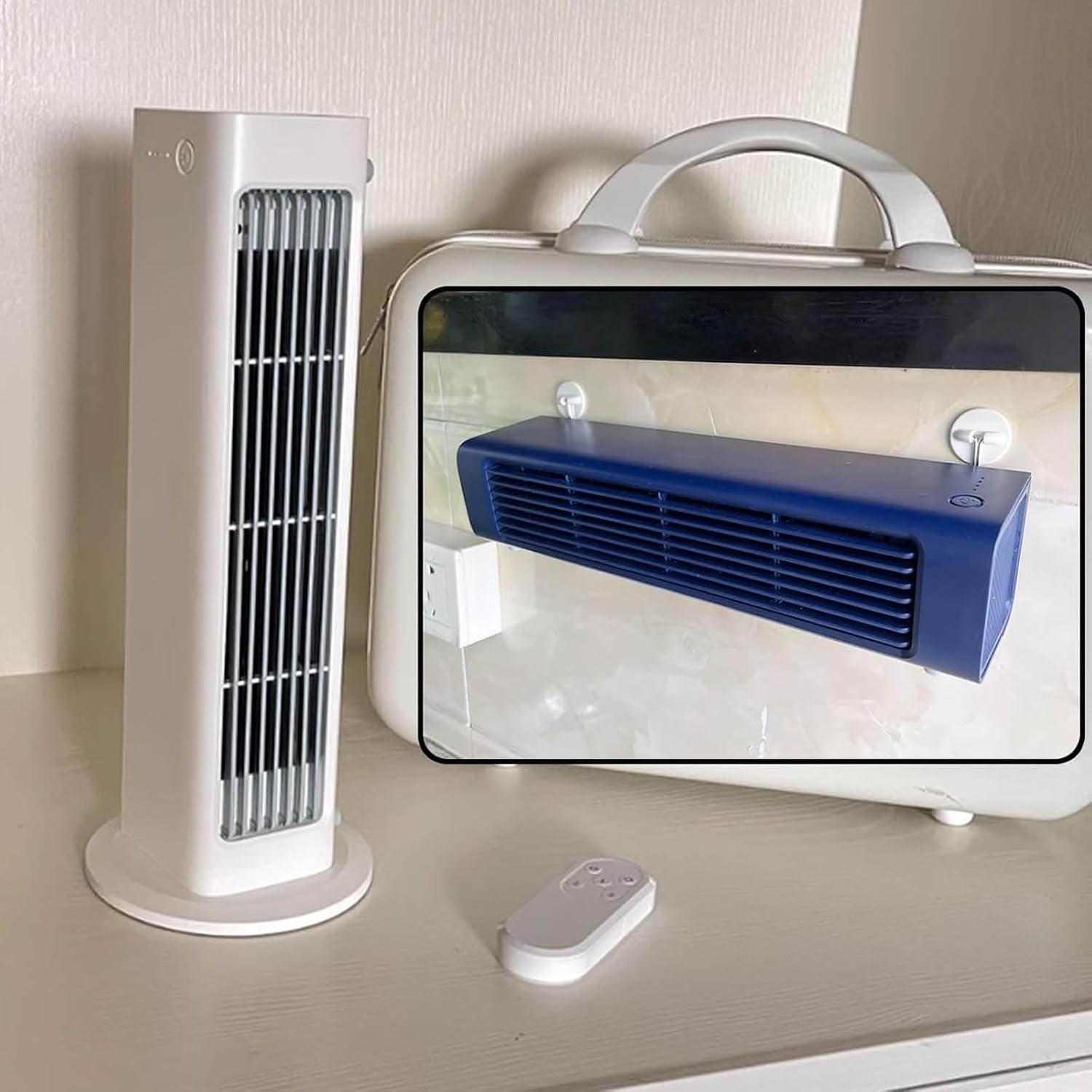 Tragbare Klimaanlage mit 3 Geschwindigkeitsstufen, kabelloser Fernbedienung und langem Luftauslass zur Kühlung von Wohnräumen, Schlafzimmern, Büros, auf dem Schreibtisch oder an der Wand