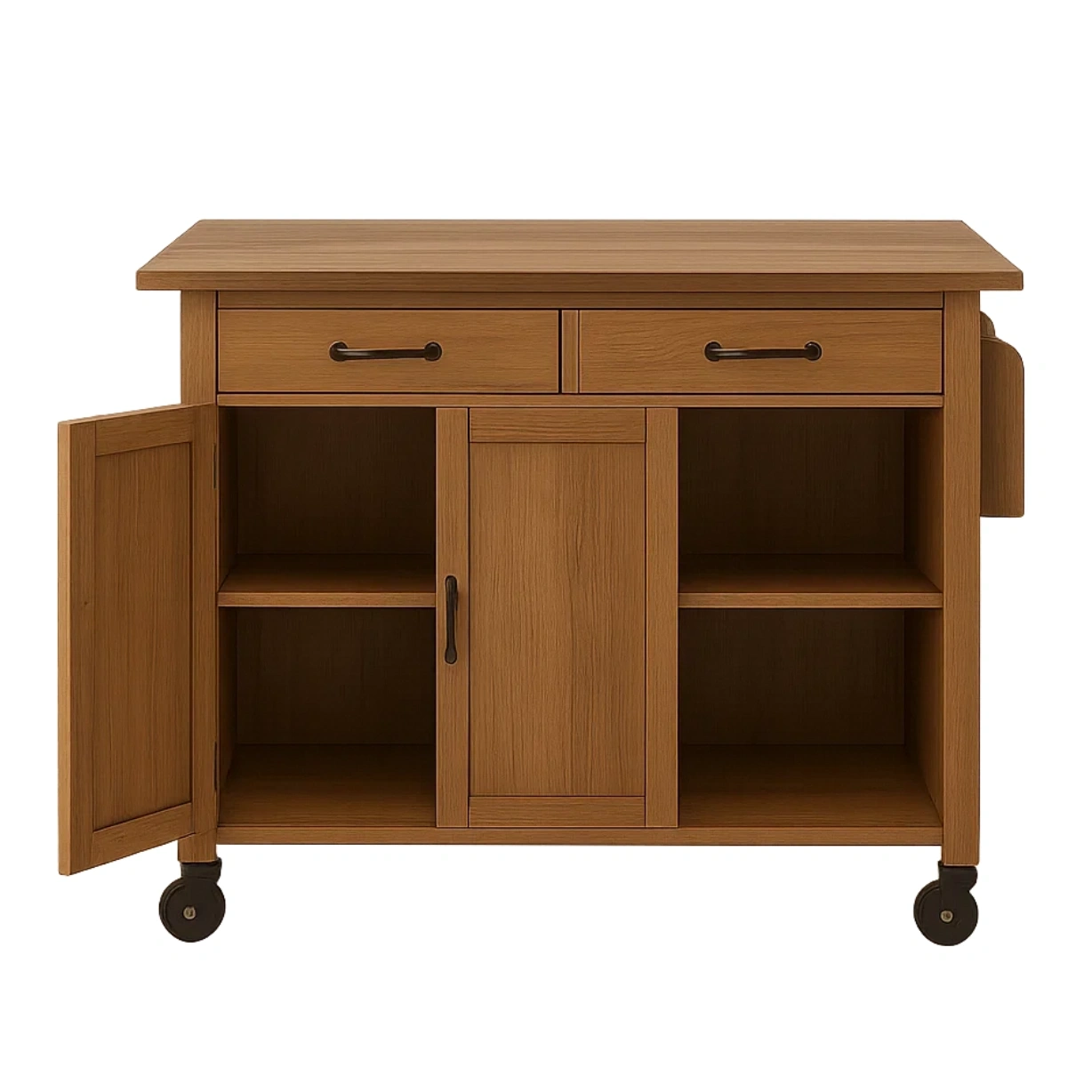 Kkken, kkkenskab, med hjul, 2 skuffer, 2 bne hylder og 2 rum med dre, strrelse 80x40x85 cm, til almindeligt kkken - FKOCzhsi5yGH