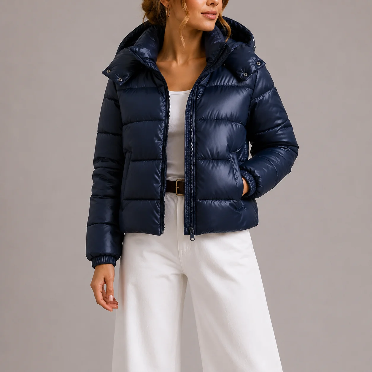 Women��s Black Quilted Puffer Jacket Lightweight Insulated Style