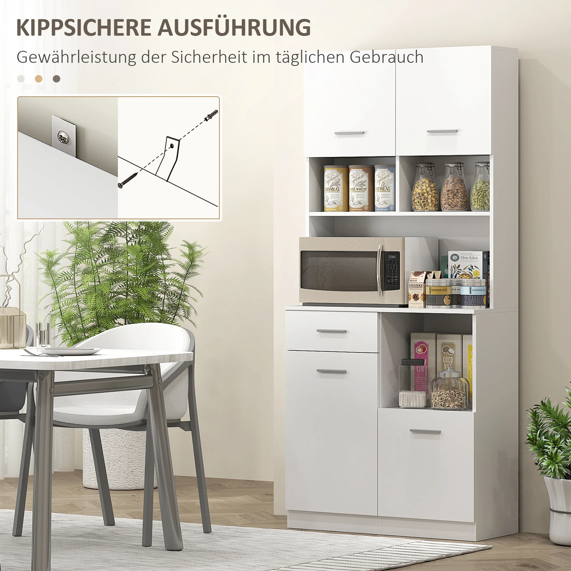 HOMCOM Buffetkast met Lade, Soft-Close Deuren, 80 x 35 x 180 cm - Wit
