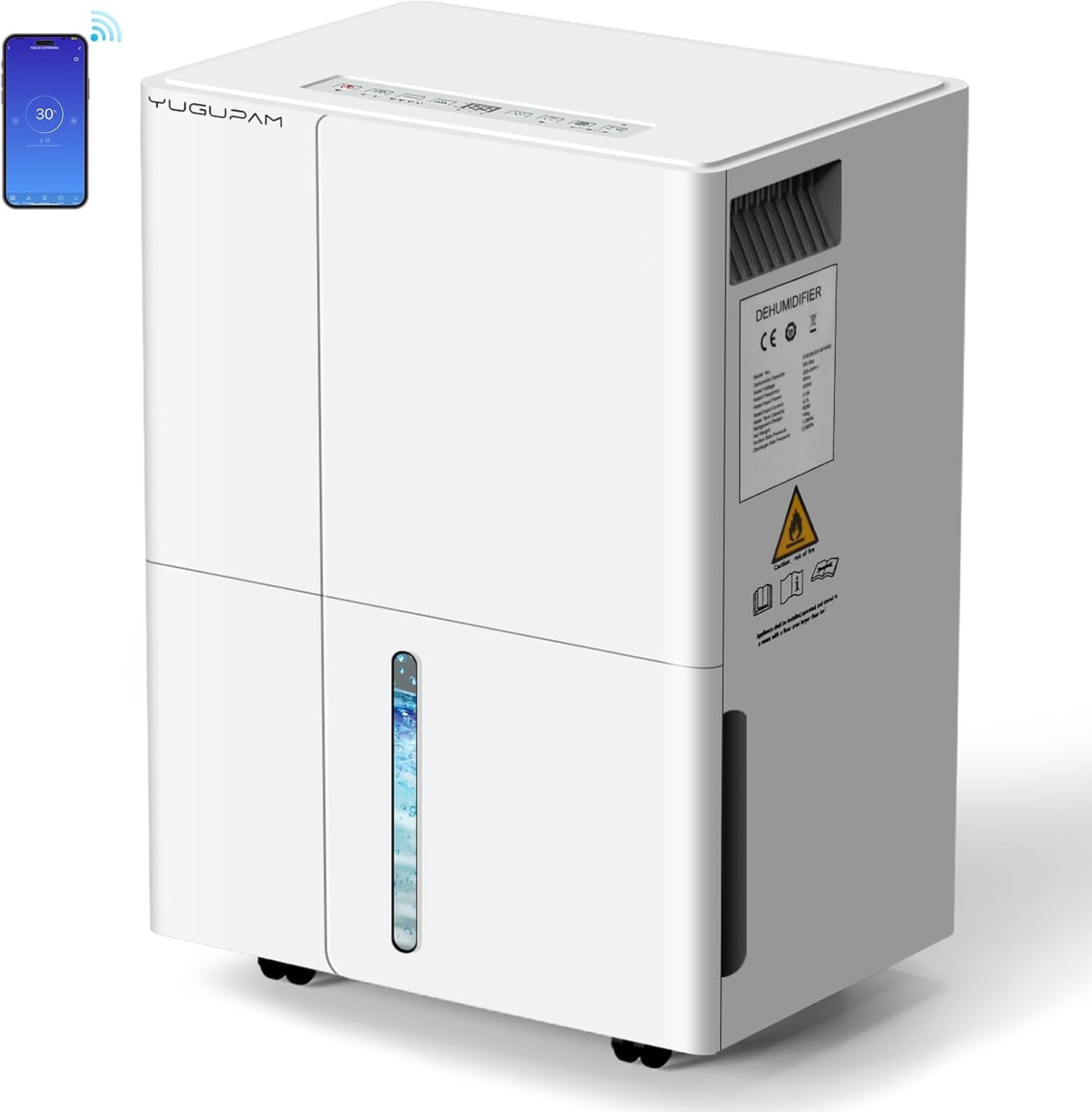 Deumidificatore Casa Muffa 30L/24h, Elettrico Deumidificatore Portatile con App & Wi-Fi, 4 Modalità, Purificazione dell'Aria, Timer, Drenaggio Continuo, Antiumidità, per Casa/Appartamento/Bagno/Letto