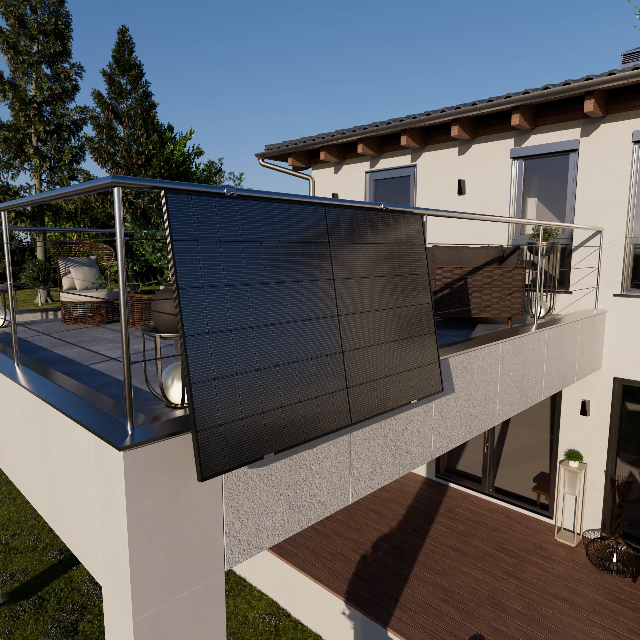 Gitterbalkonhalterung für ein PV-Modul