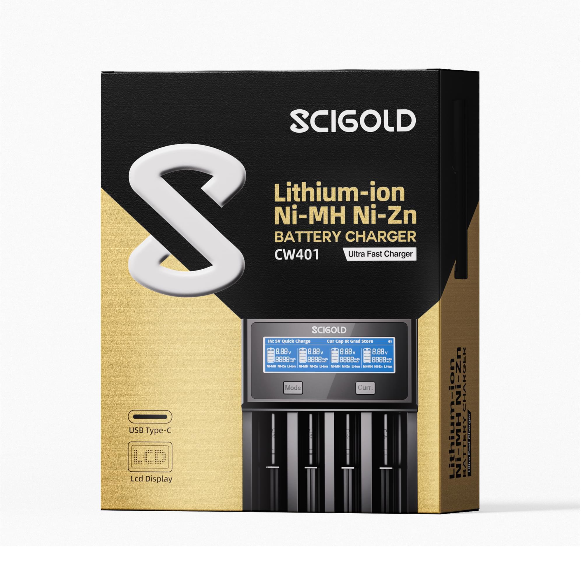 Scigold Ni-Zn/Ni-MH/Li-ion Battery Charger with LCD Display