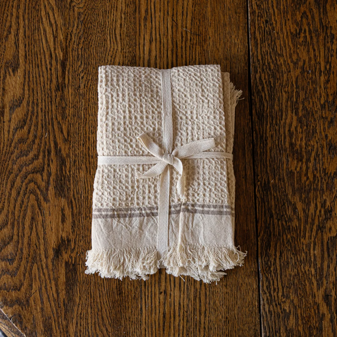 Waffle Beige Stripe Towel